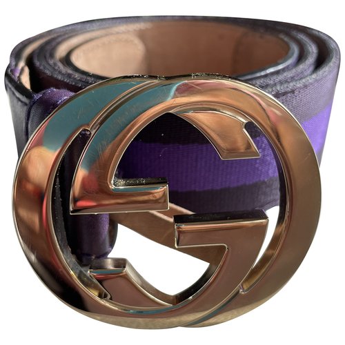 Pre-owned Gucci Gg Buckle Cloth Belt In Purple
