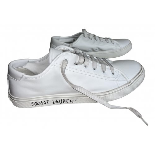 Pre-owned Saint Laurent Leather Low Trainers In White