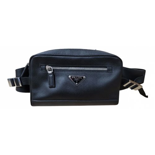 Pre-owned Prada Leather Belt Bag In Black