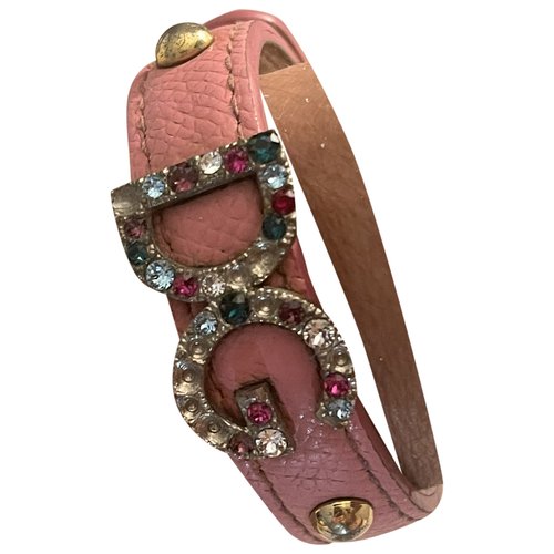 Pre-owned Dolce & Gabbana Leather Bracelet In Pink