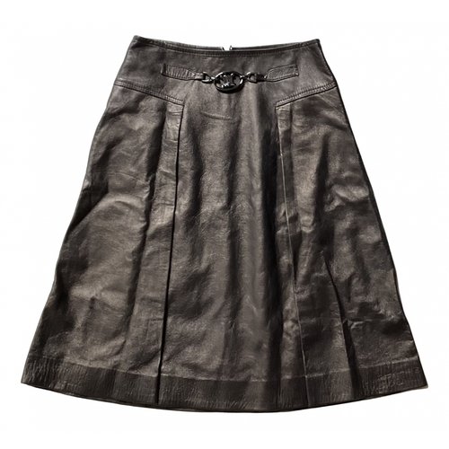 Pre-owned Celine Leather Mid-length Skirt In Metallic