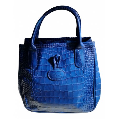 Pre-owned Longchamp Roseau Leather Handbag In Blue