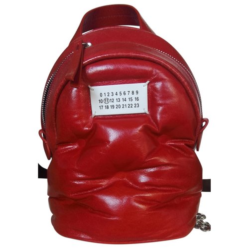 Pre-owned Maison Margiela Leather Backpack In Red