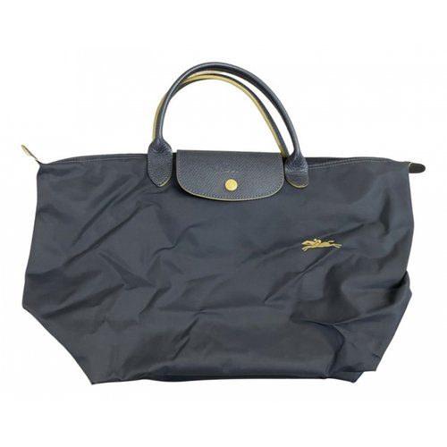 Pre-owned Longchamp Linen Tote In Grey