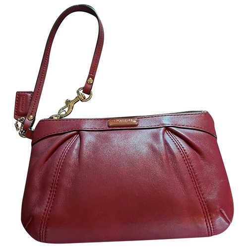 Pre-owned Coach Leather Clutch Bag In Burgundy