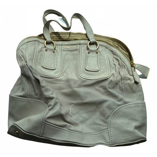 Pre-owned Miu Miu Leather Handbag In Khaki