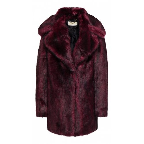 Pre-owned Michael Kors Faux Fur Coat In Burgundy