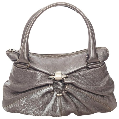 Pre-owned Ferragamo Leather Handbag In Grey