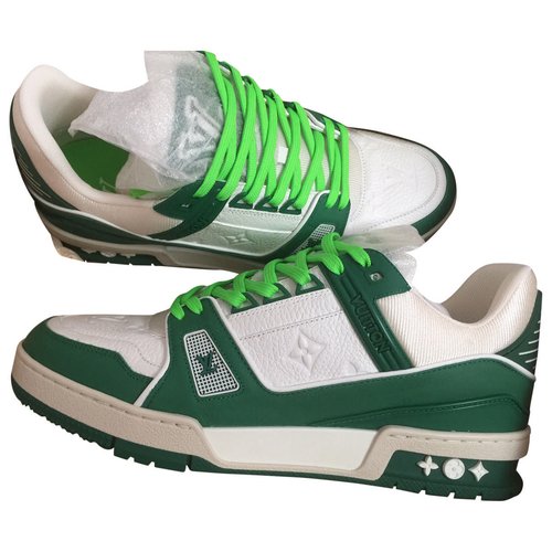 Pre-owned Louis Vuitton Lv Trainer Leather Trainers In Green