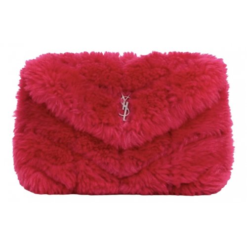 Pre-owned Saint Laurent Cloth Clutch Bag In Red