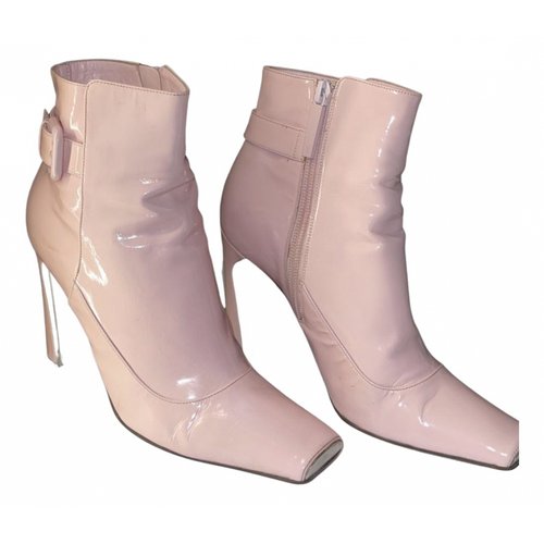 Pre-owned Louis Vuitton Patent Leather Ankle Boots In Pink