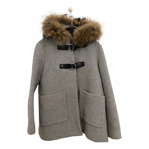 Pre-owned Maje Fall Winter 2019 Wool Coat In Grey