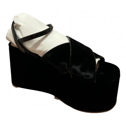 Pre-owned Miu Miu Velvet Sandals In Black