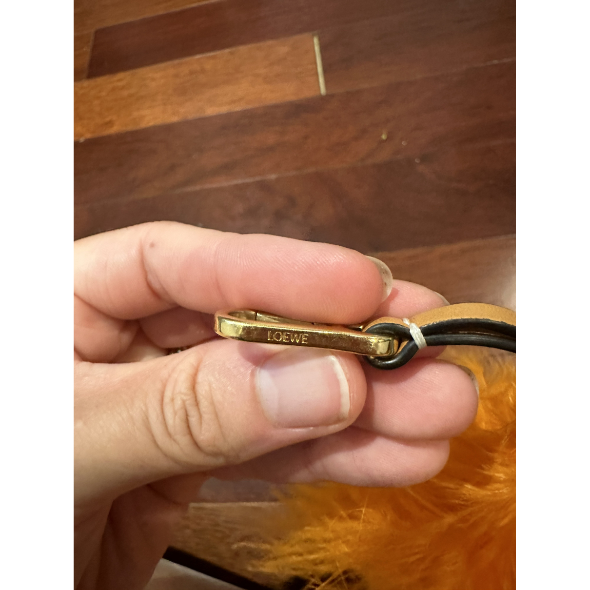 Orange Leather Key Ring