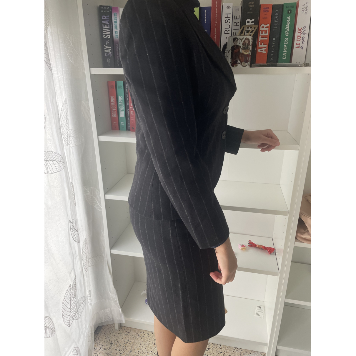 Black Wool Mid-length Skirt