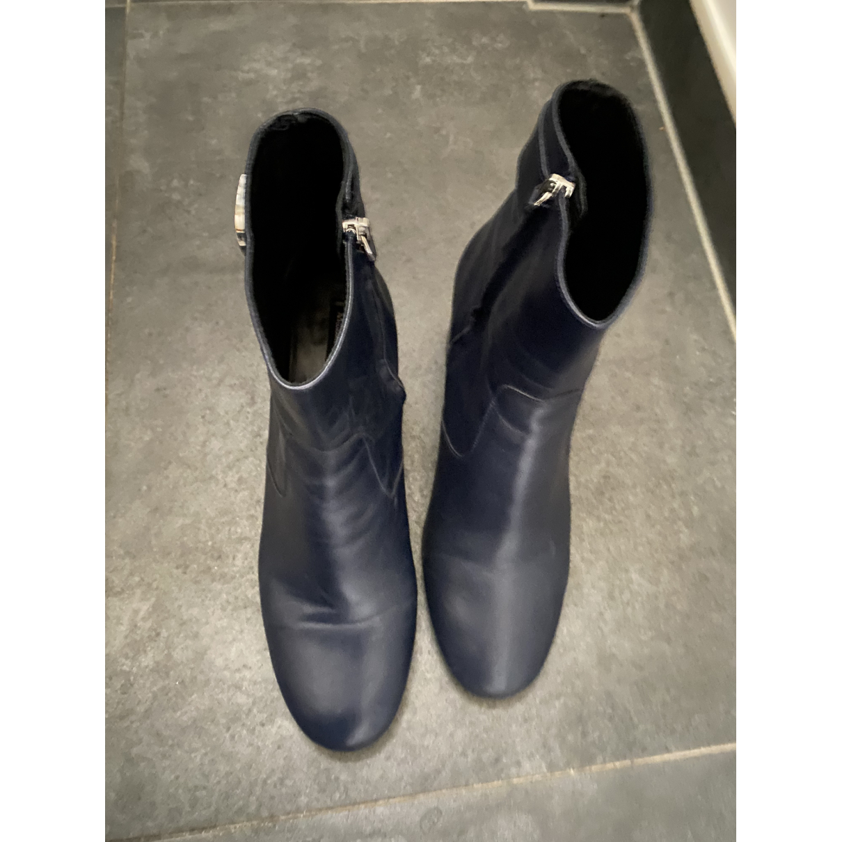 Blue Leather Mocassin Boots