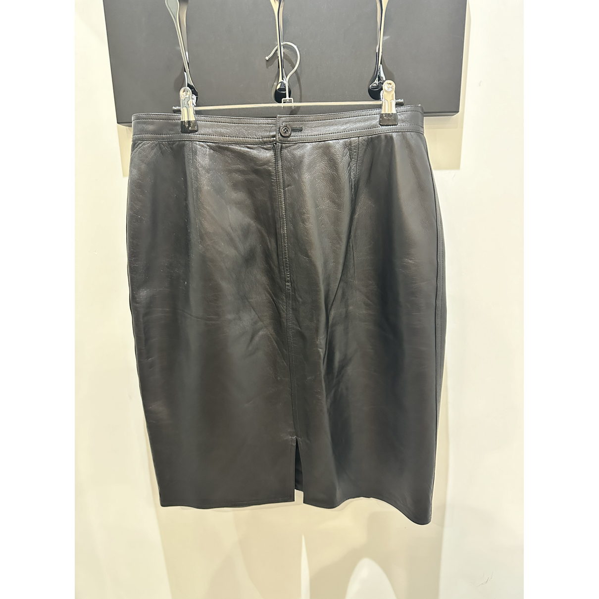 Black Leather Mid-length Skirt
