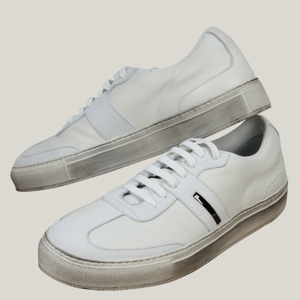 White Leather Low Trainers