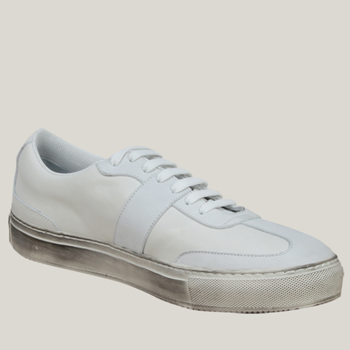 White Leather Low Trainers