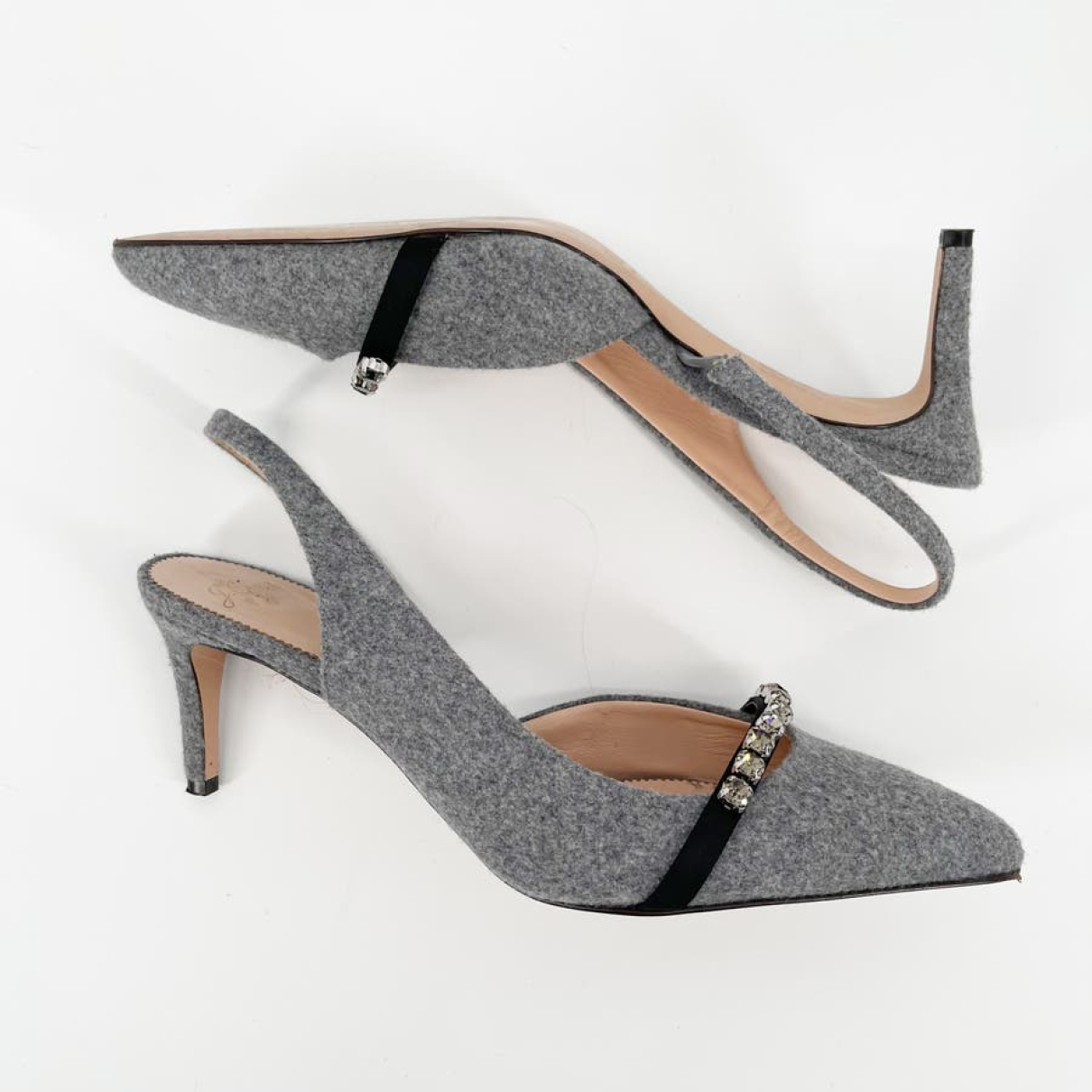 Grey Cloth Heels