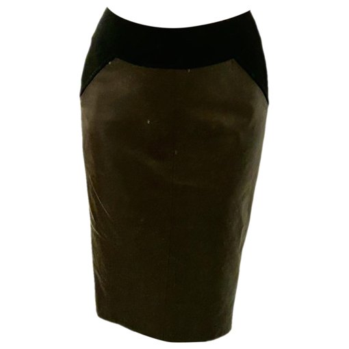 Non Signé / Unsigned Leather mid-length skirt