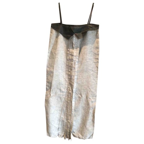 Pre-owned Byblos Linen Dress In Grey