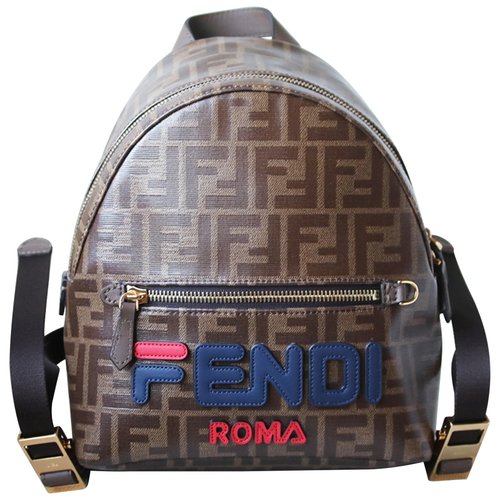 Pre-owned Fendi X Fila Fendi Mania Cloth Backpack In Black
