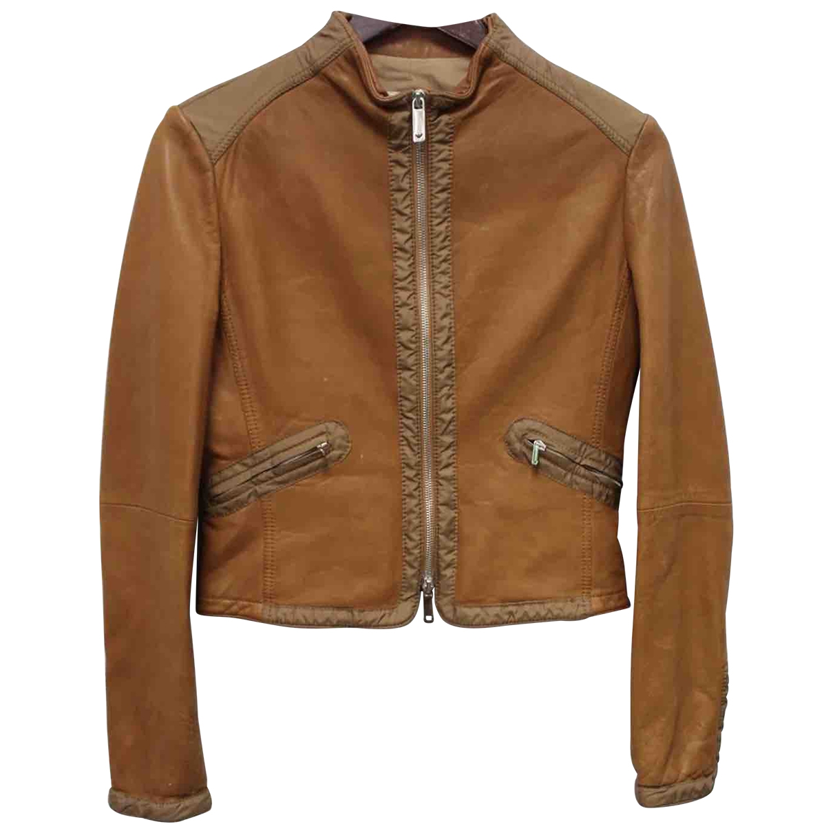 armani brown leather jacket